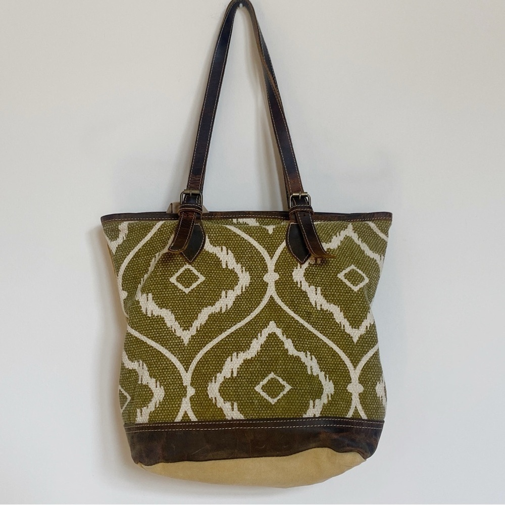 Myra Bag Canvas and Leather Adjustable Shoulder Bag Tote Purse Cotton